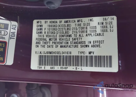 2014 Honda Cr-V Ex z USA, uszkodzony, nr VIN 5J6RM3H53EL041638